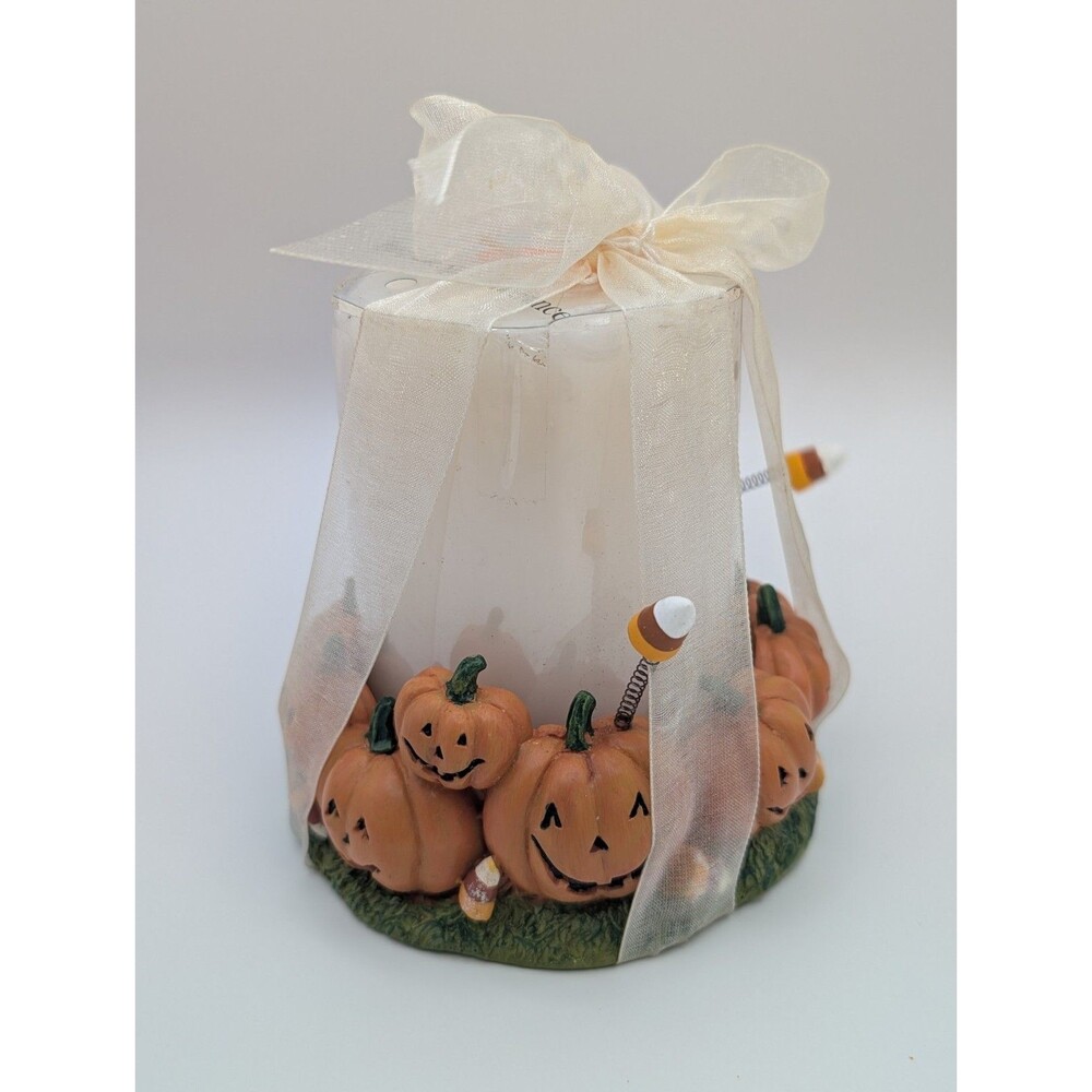 Kohl's Halloween Pumpkin Jack O Lantern Pillar Candle Holder Candy Corn Base